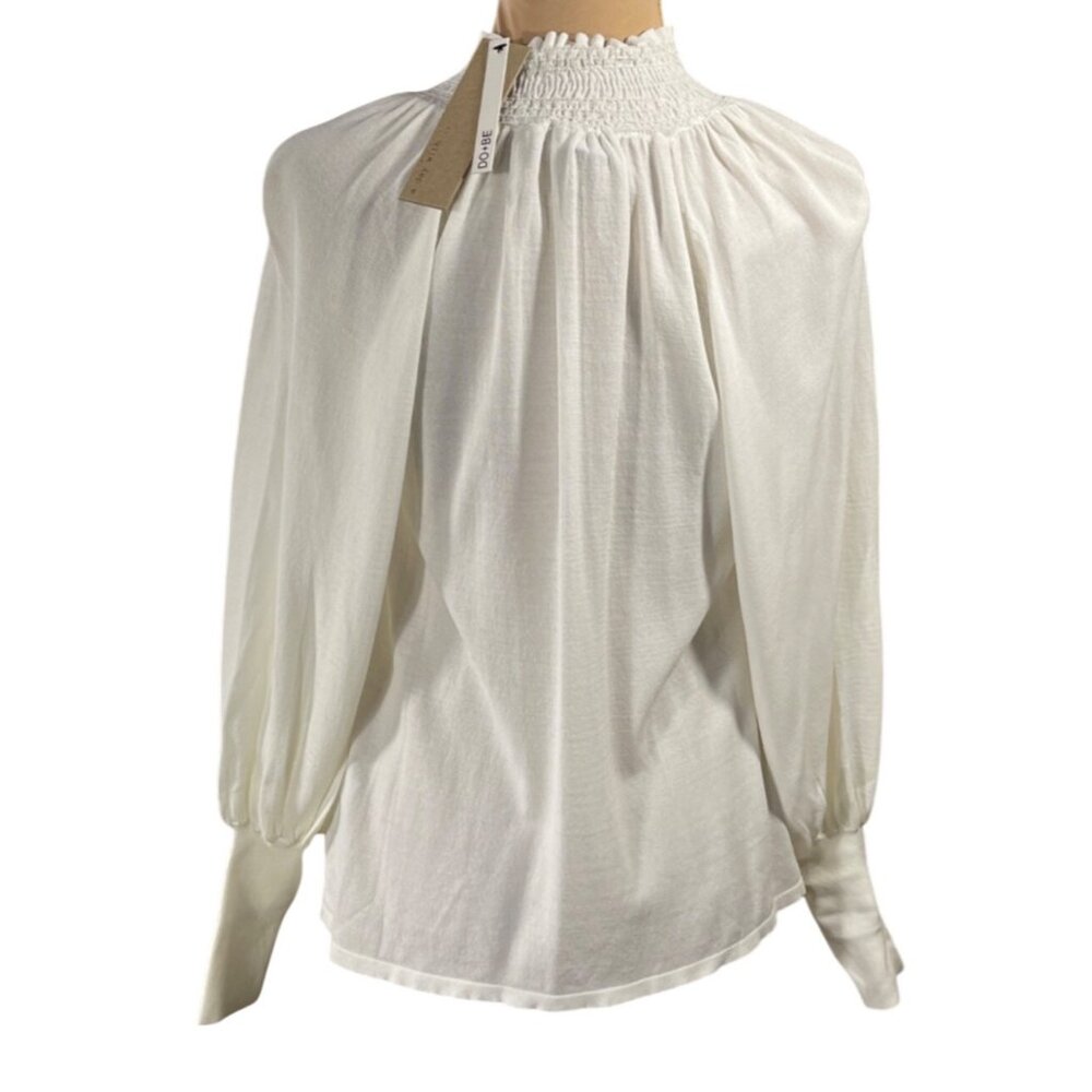 New D0 + BE Smocked Top Knit Cream Size S Small Wide Cuff - Picture 3 of 10